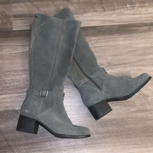 Koolaburra Gray Suede Madeley Suede Riding Boots - Picture 3 of 8